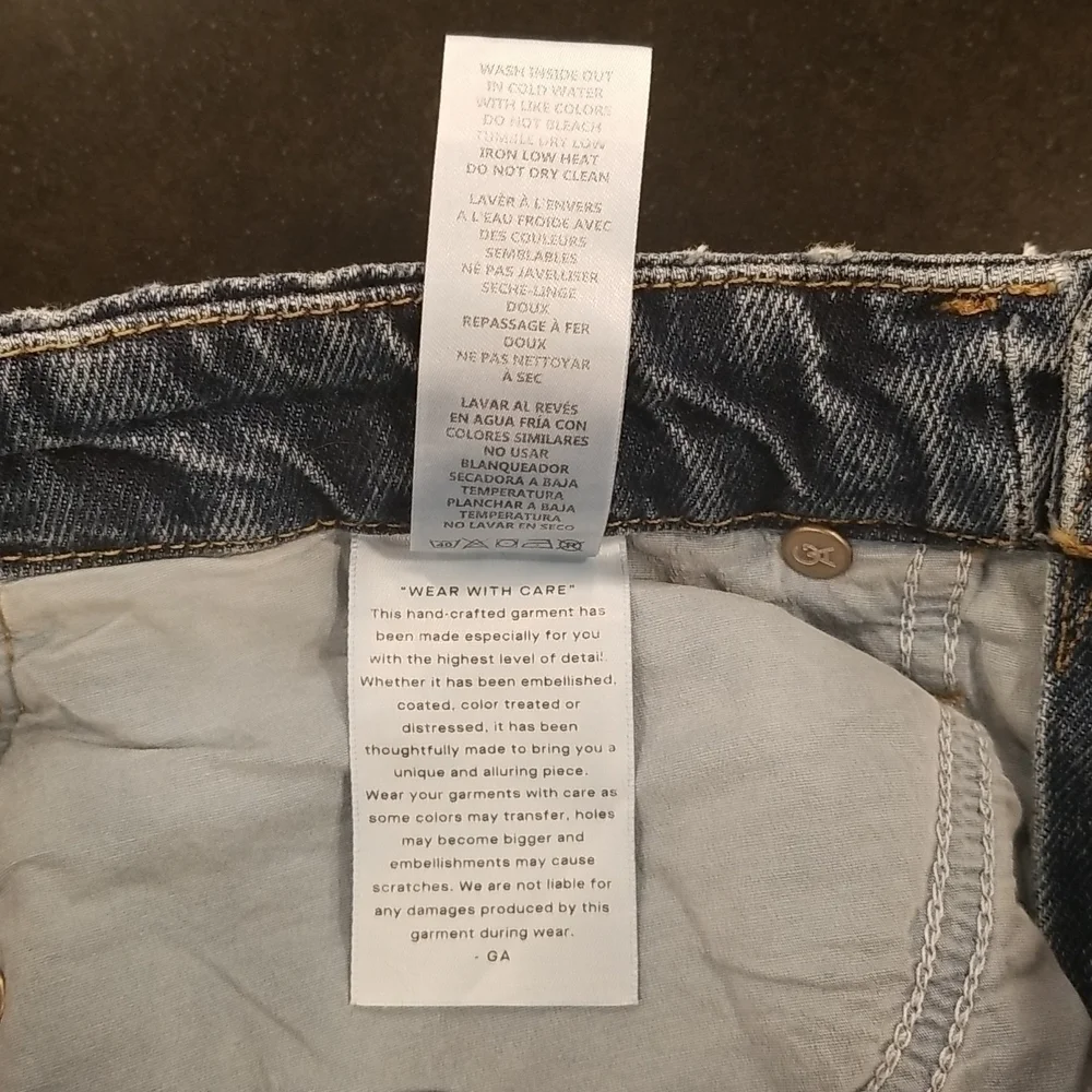 💕GOOD AMERICAN💕 Good Boy Side Frayed Straight Leg Jeans ~ Blue 818 8/29 NWT